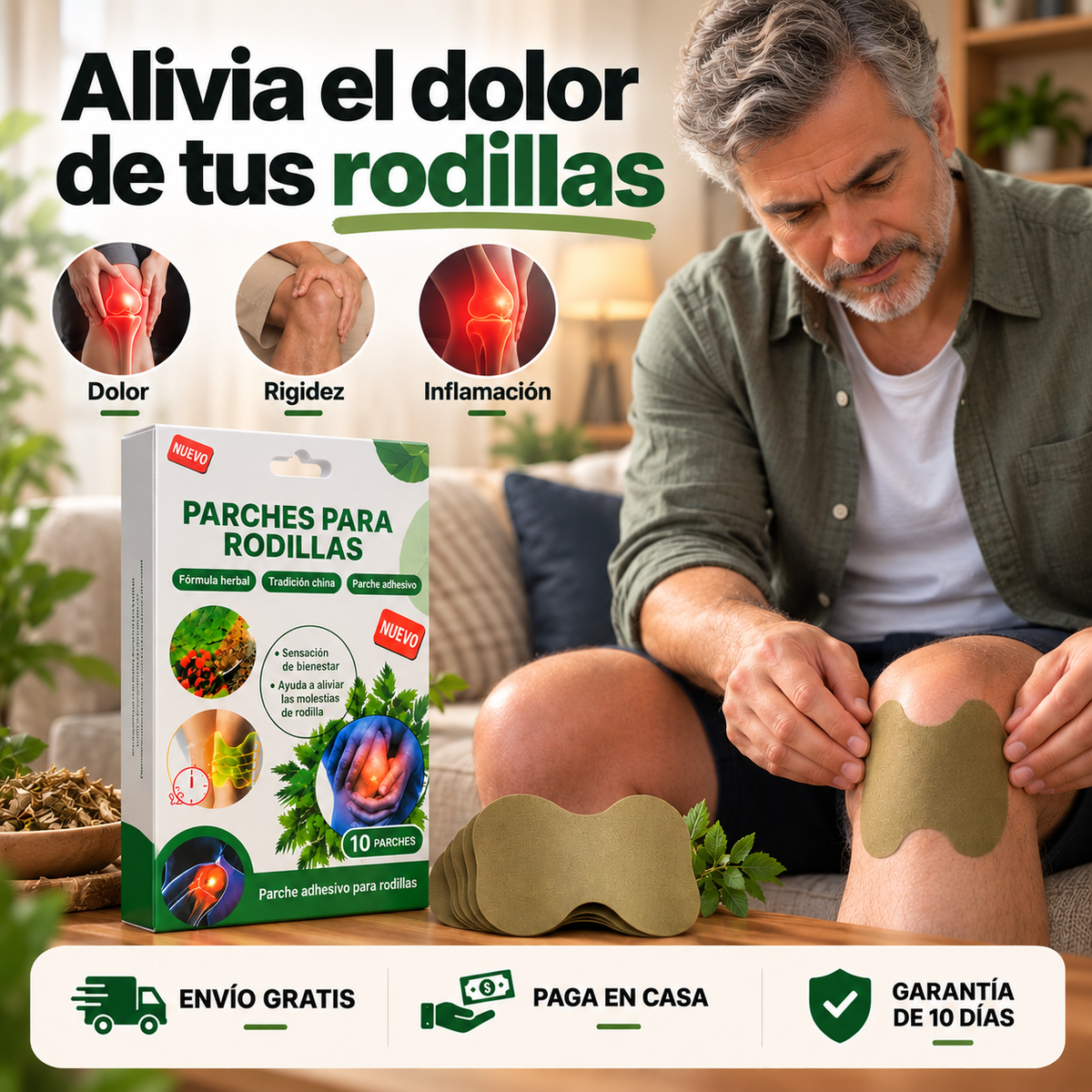 Pack de 10 Parches para el Dolor de Rodilla